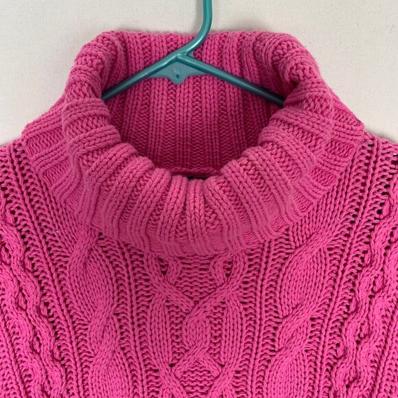 LRL Lauren Ralph Lauren Jeans Co Pink Cable Knit Turtleneck Sweater - Picture 2 of 15